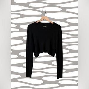 Joie Elegant Black Long Sleeve Crop Sweater